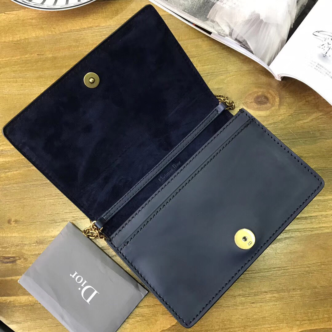 Luxury DiorNavy Blue JALuxury DiorWallet On Chain Pouch