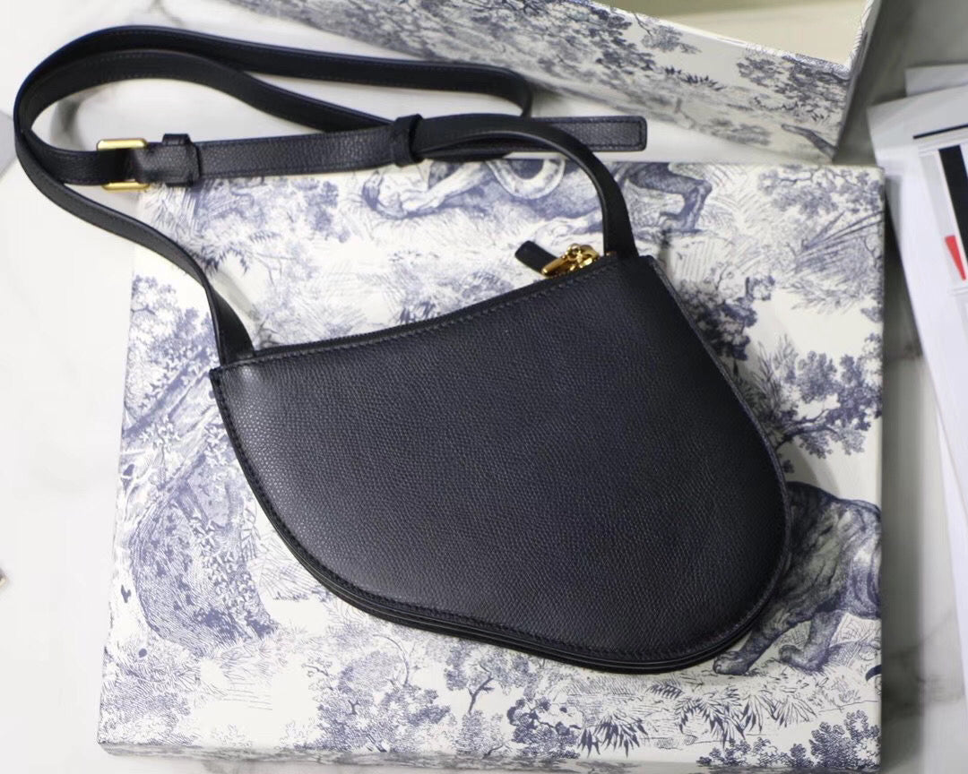 Luxury DiorSaddle Trio Pouch With Strap In Black Calfskin