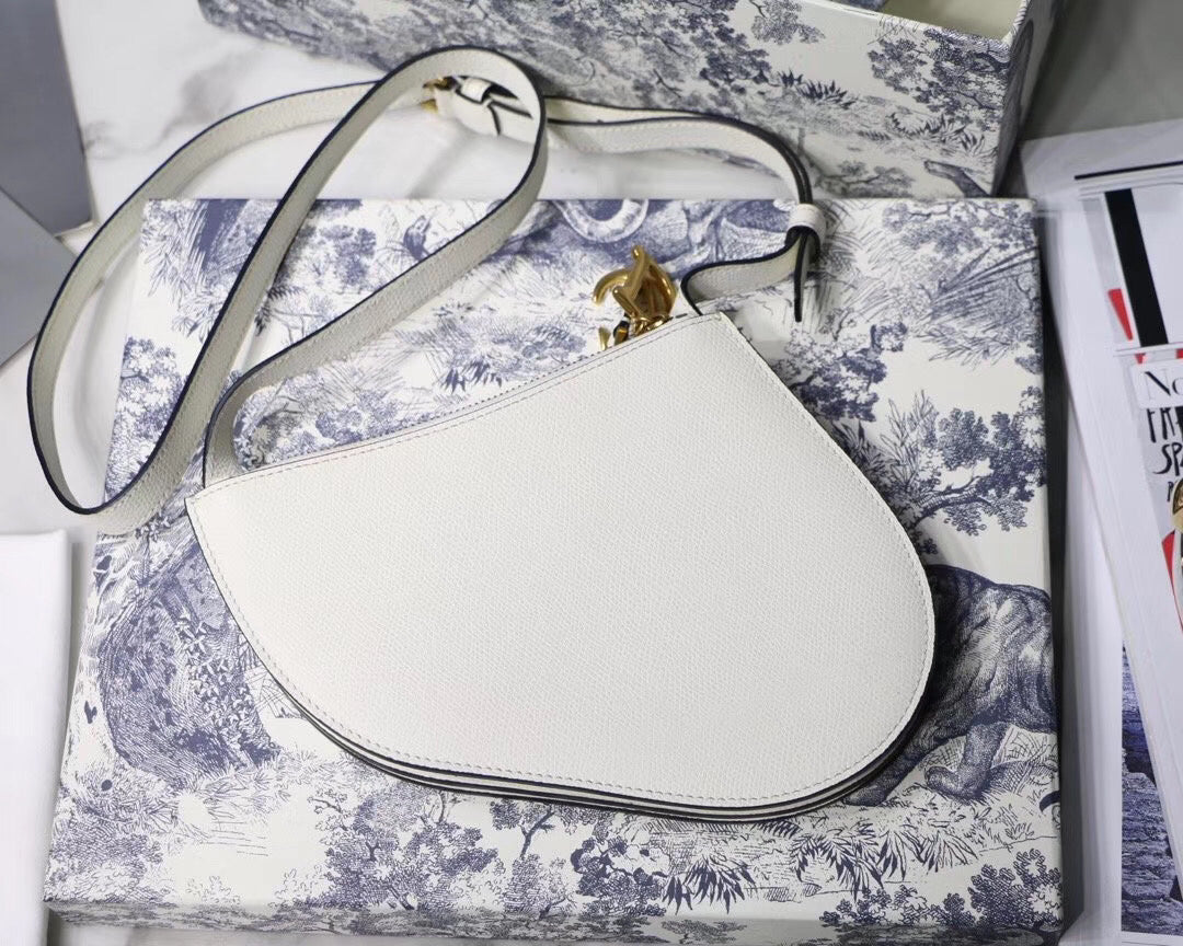 Luxury DiorSaddle Trio Pouch With Strap In White Calfskin