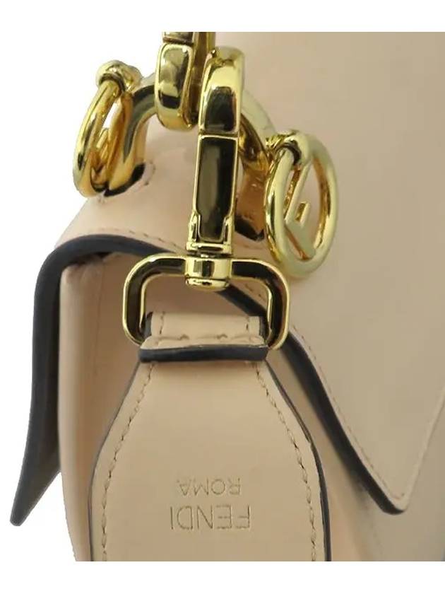 Luxury Fendi 8BT284 2IH Pink beige color leather silver logo KAN I tote bag shoulder strap