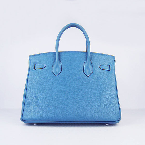 Luxury Hermes Birkin 30cm Togo Leather Handbags Blue Silver
