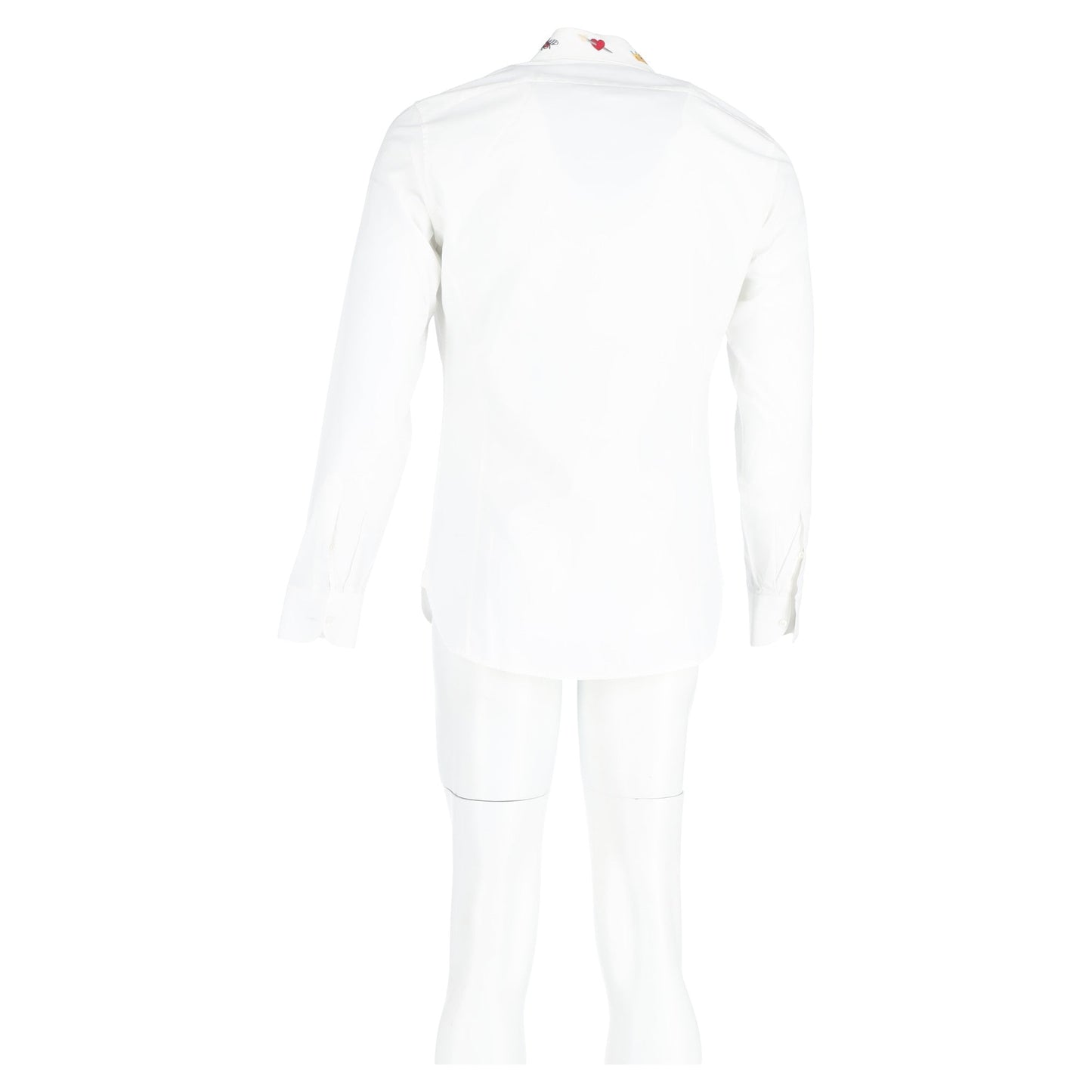 Gucci Printed Collar Long Sleeve Shirt in White Cotton