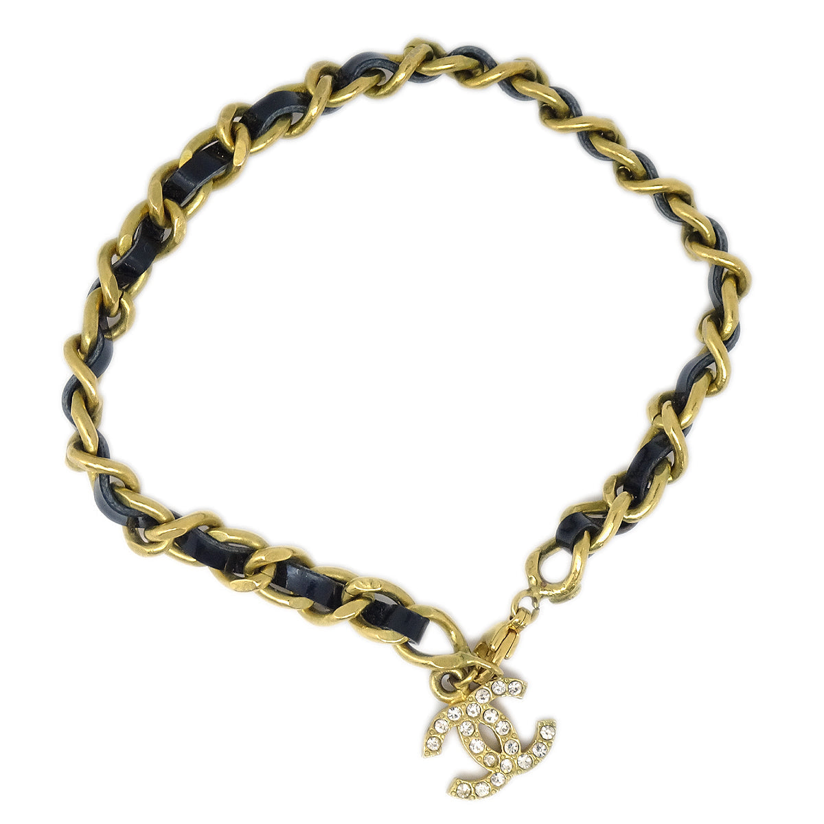 Luxury Chanel 1995 Spring Crystal & Gold CC Anklet 95P