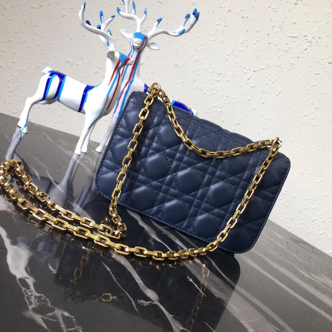 Luxury DiorSmall Dioraddict Flap Bag In Blue Lambskin