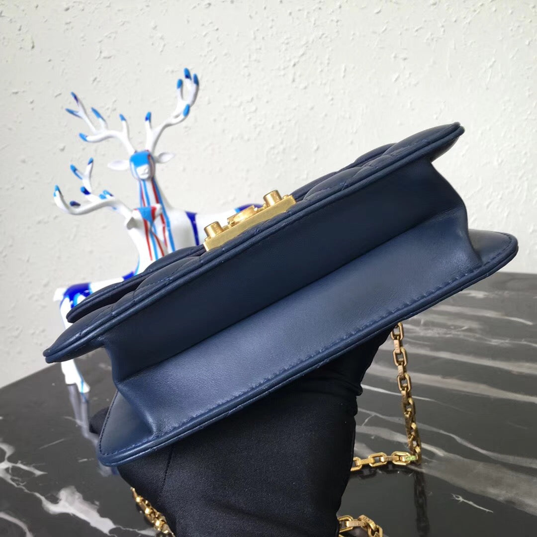 Luxury DiorSmall Dioraddict Flap Bag In Blue Lambskin