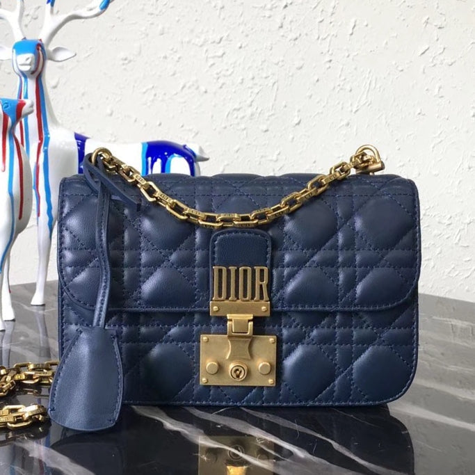 Luxury DiorSmall Dioraddict Flap Bag In Blue Lambskin
