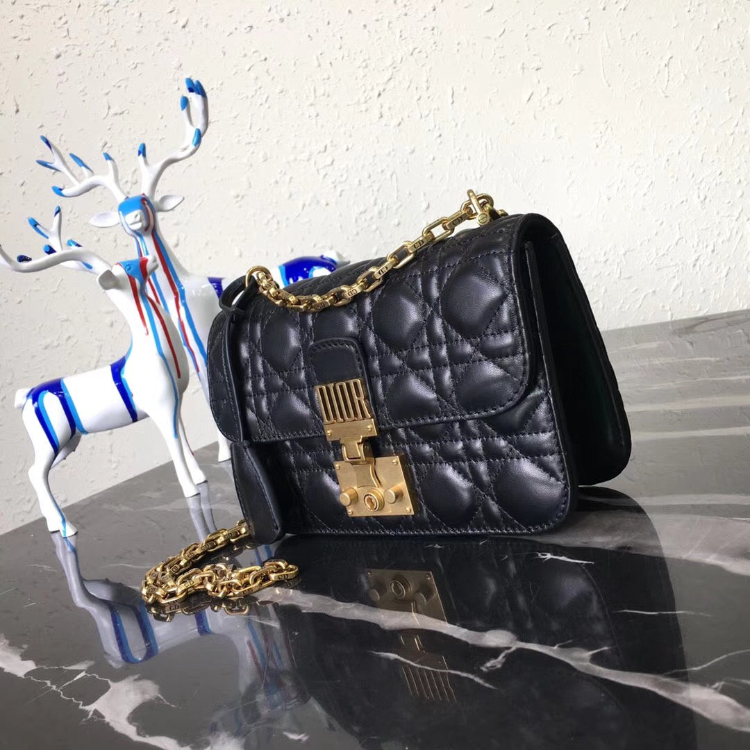 Luxury DiorSmall Dioraddict Flap Bag In Black Lambskin