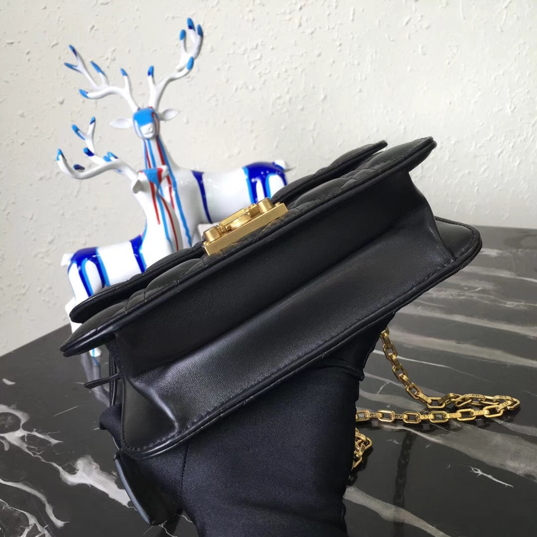 Luxury DiorSmall Dioraddict Flap Bag In Black Lambskin