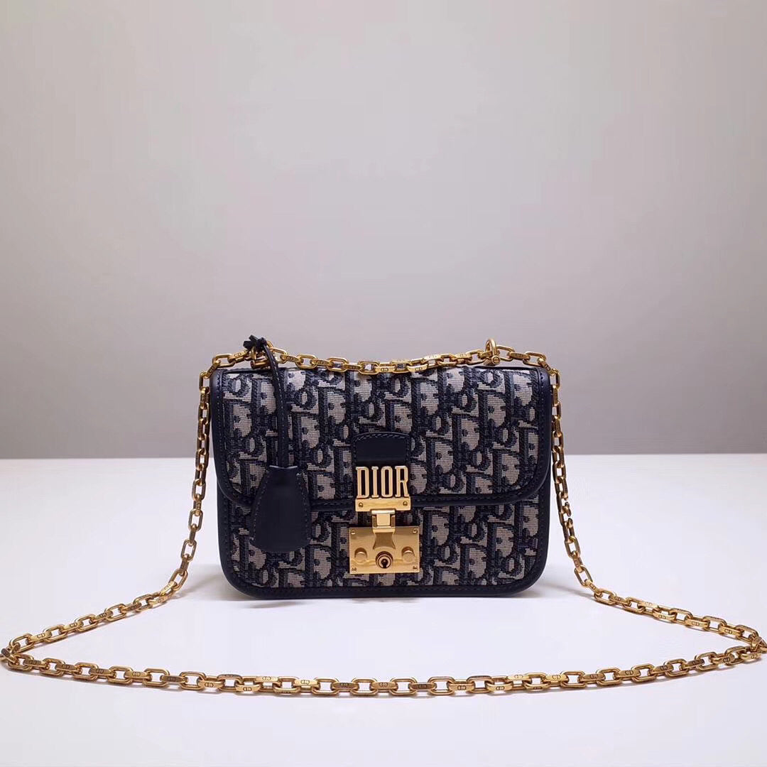 Luxury DiorSmall Dioraddict Flap Bag In Blue Oblique Canvas