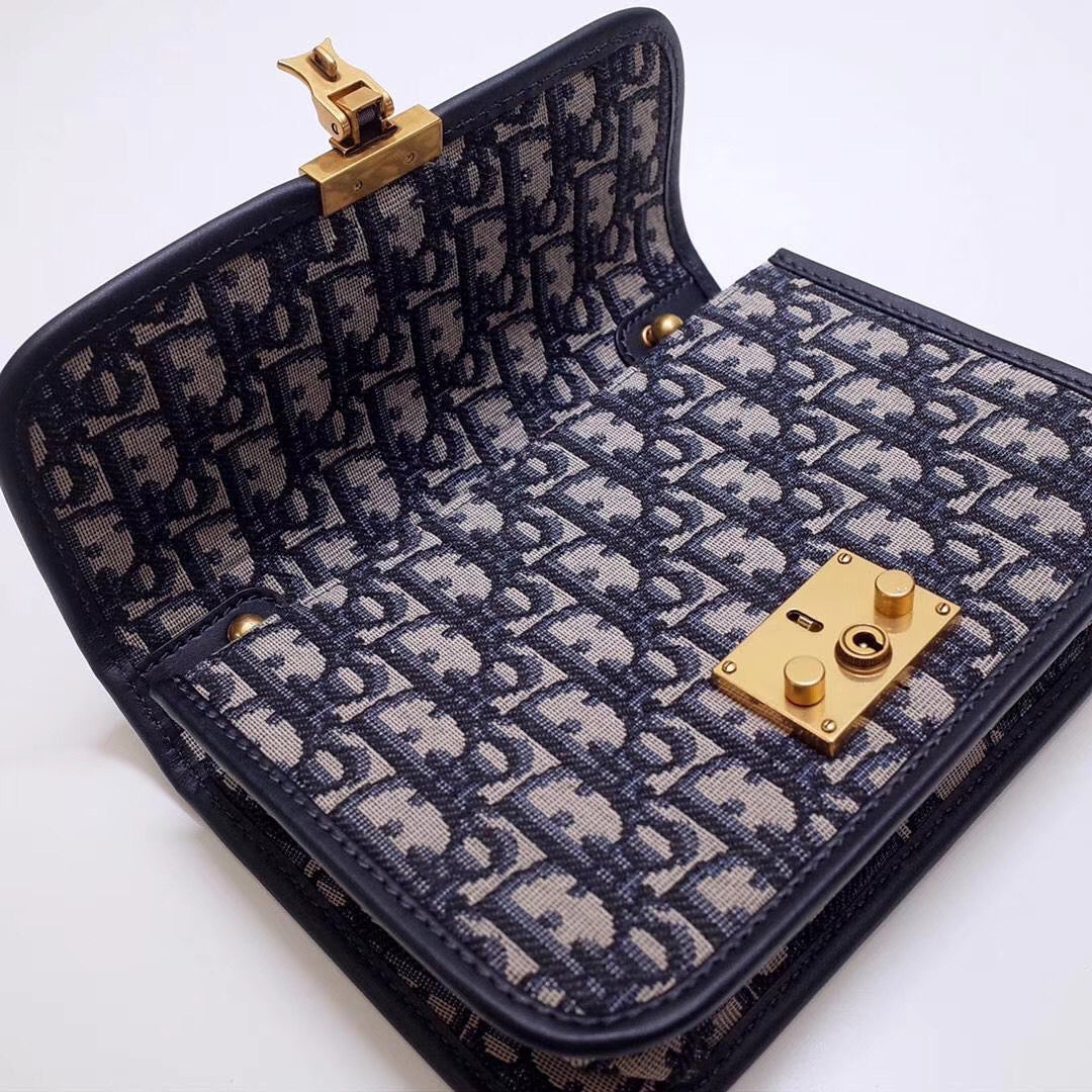 Luxury DiorSmall Dioraddict Flap Bag In Blue Oblique Canvas