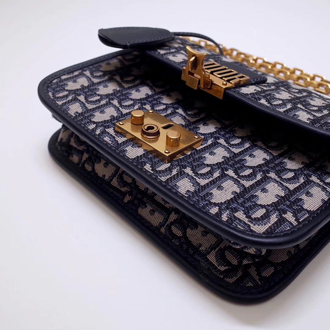 Luxury DiorSmall Dioraddict Flap Bag In Blue Oblique Canvas