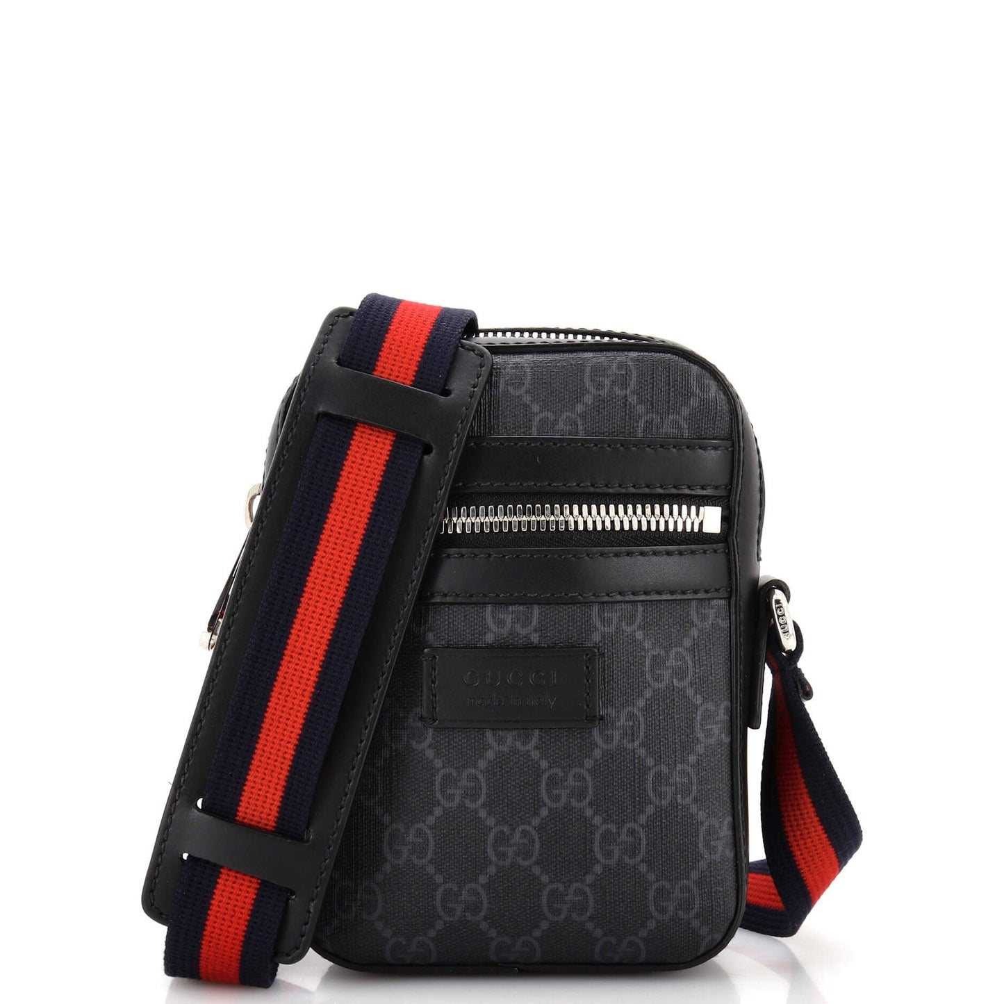 Luxury Gucci Trending 2025 Web Strap Front Zip Messenger Bag GG Coated Canvas Mini