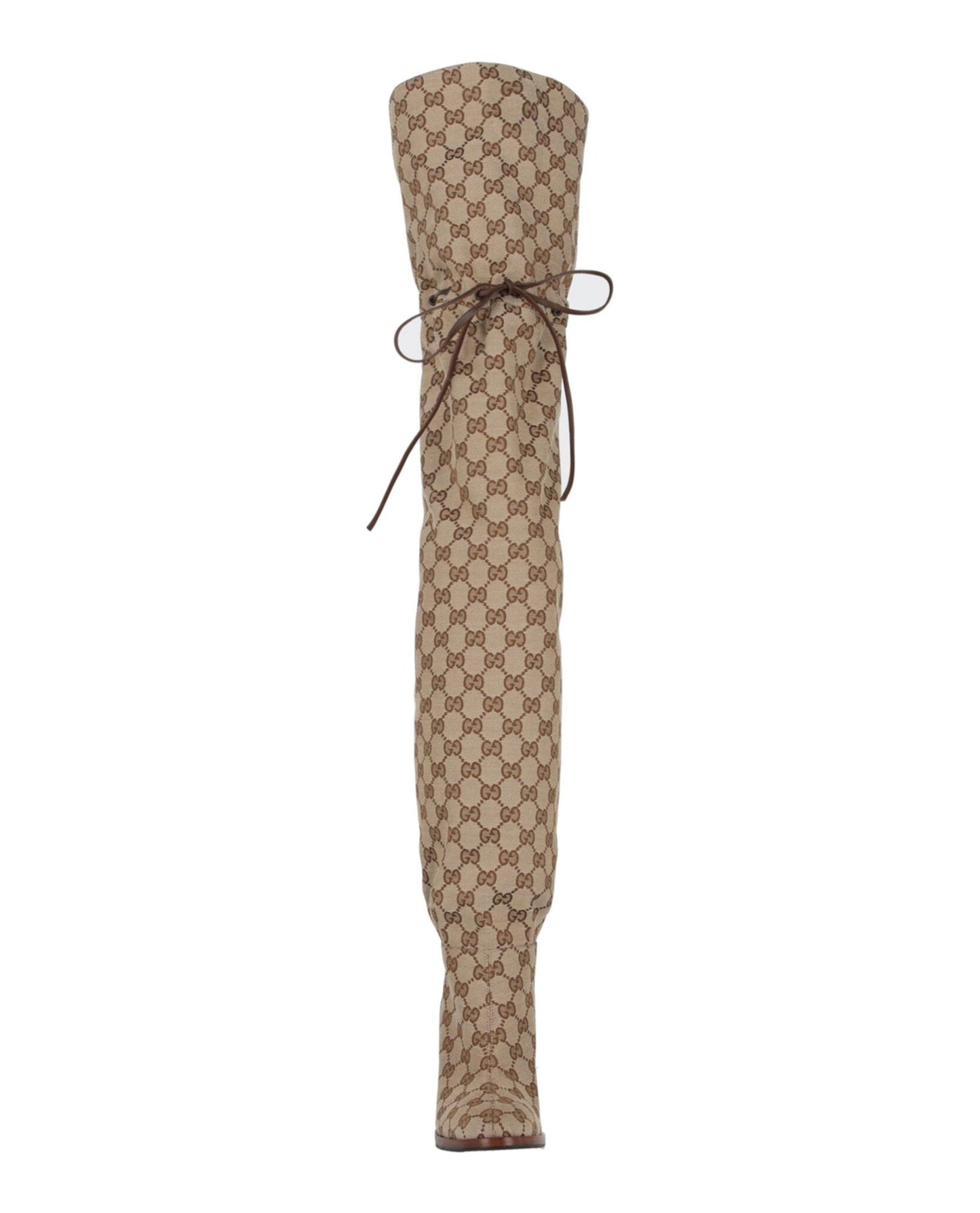 Gucci Gg Canvas Thigh-High Boots