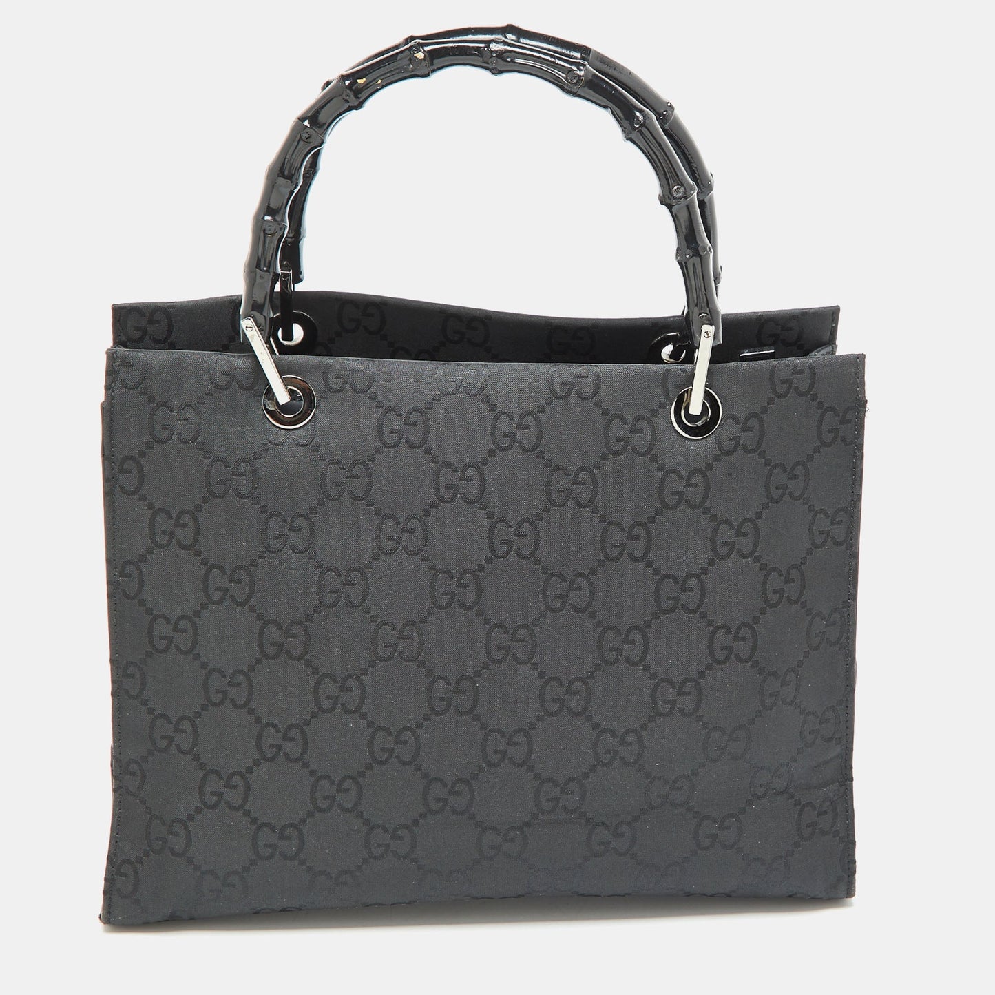 Luxury Gucci Trending 2025 Black GG Nylon Bamboo Tote