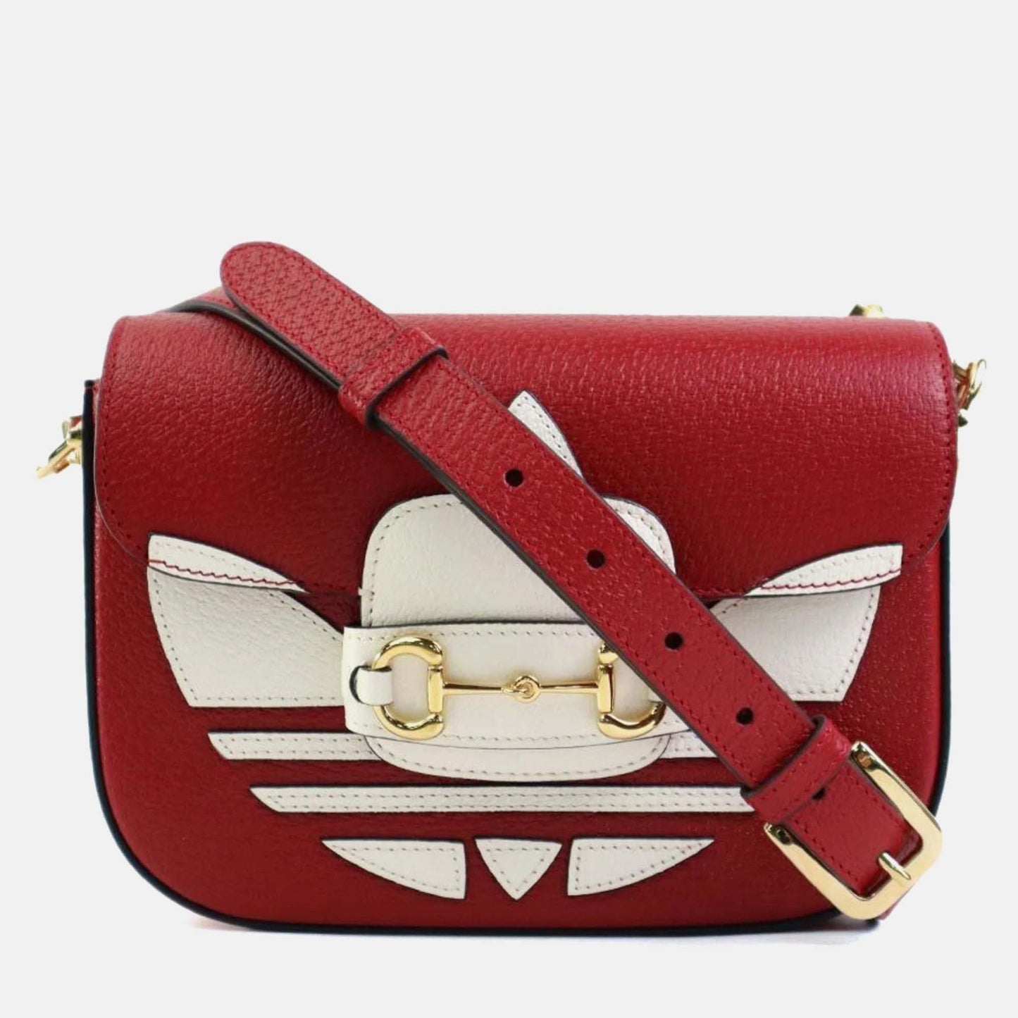 Luxury Gucci Trending 2025 x Adidas Red White Gold Leather Bag