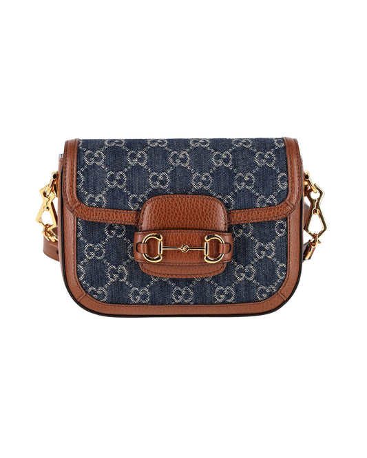 Luxury Gucci Trending 2025 Horsebit 1955 Mini Shoulder Bag in Brown Canvas and Leather