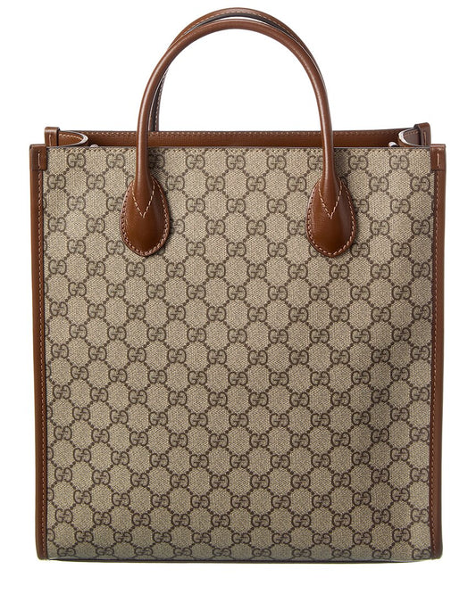Luxury Gucci Trending 2025 Interlocking G Small GG Supreme Canvas & Leather Tote