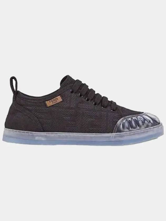 Luxury Fendi Women's FF Logo Canvas Low Top Sneakers Black