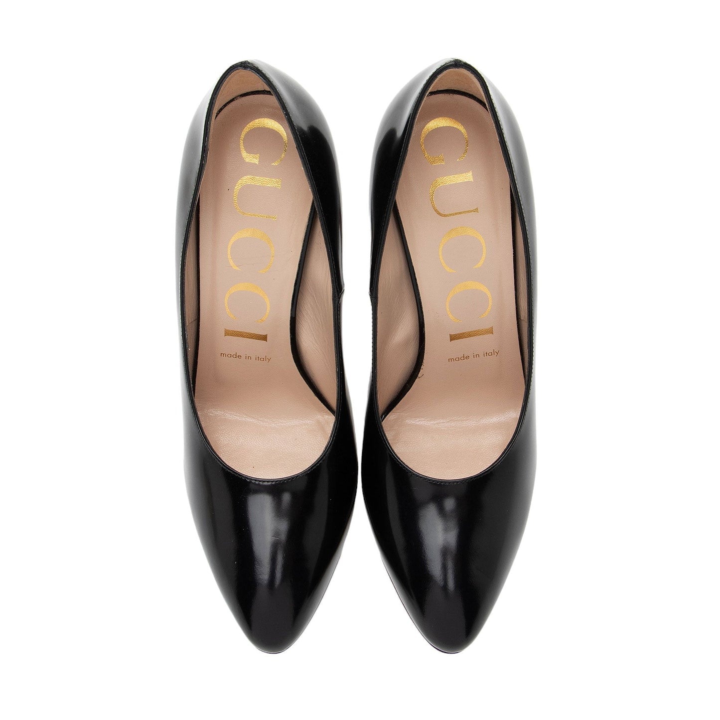 Gucci Polished Leather Removable Faux Pearl Bow Pumps