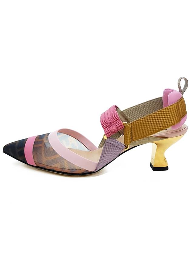 Luxury Fendi Colibri Mesh Medium Slingback Heel Pink