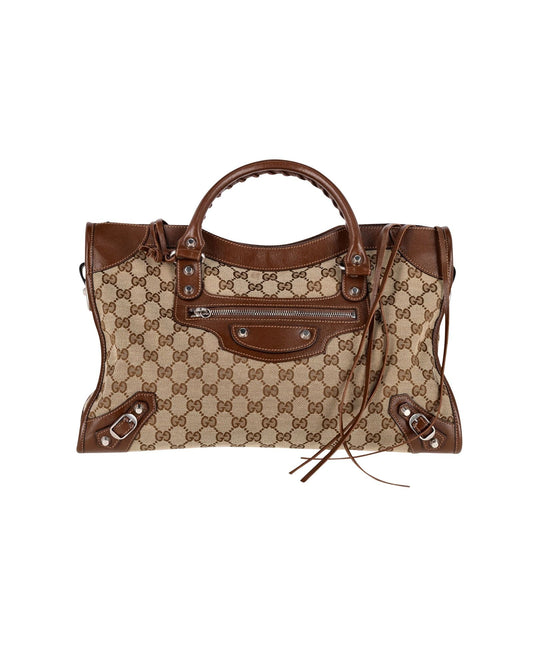 Luxury Gucci Trending 2025 X Balenciaga The Hacker Project GG Canvas Neo Classic Bag Medium in Brown Canvas and Leather