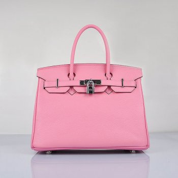 Luxury Hermes Birkin 30cm Togo Leather Handbags Cherry Pink Silver