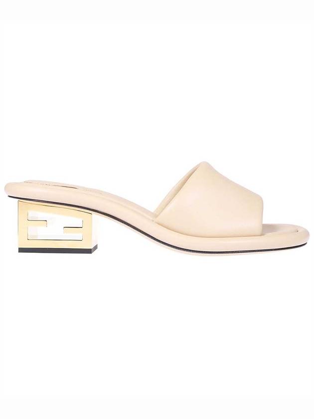 Luxury Fendi FF Baguette Motif Nappa Leather Sandals Beige