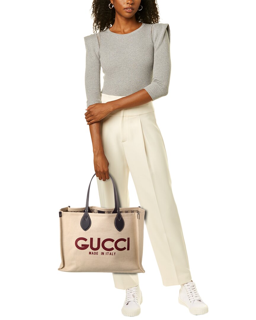 Luxury Gucci Trending 2025 Medium Canvas & Leather Tote
