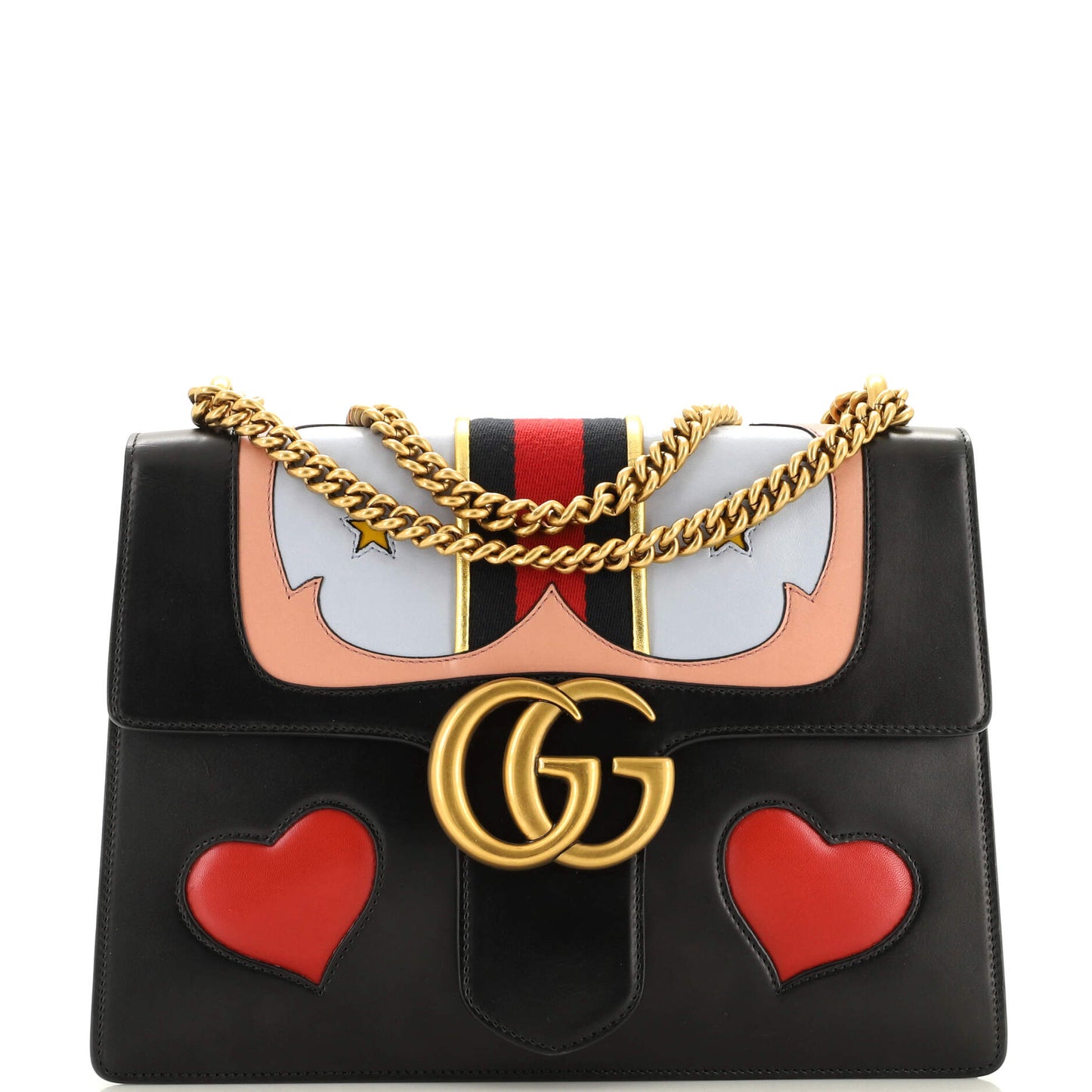Luxury Gucci Trending 2025 Web Heart GG Marmont Chain Shoulder Bag Leather Medium