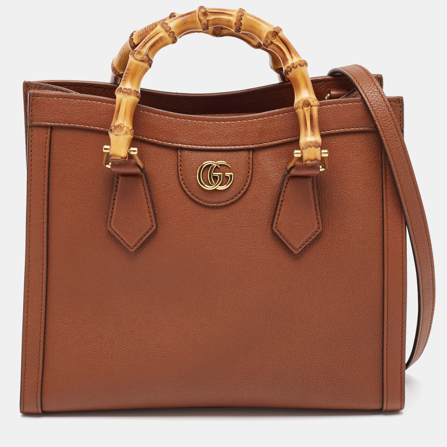 Luxury Gucci Trending 2025 Brown Leather Small Diana Tote