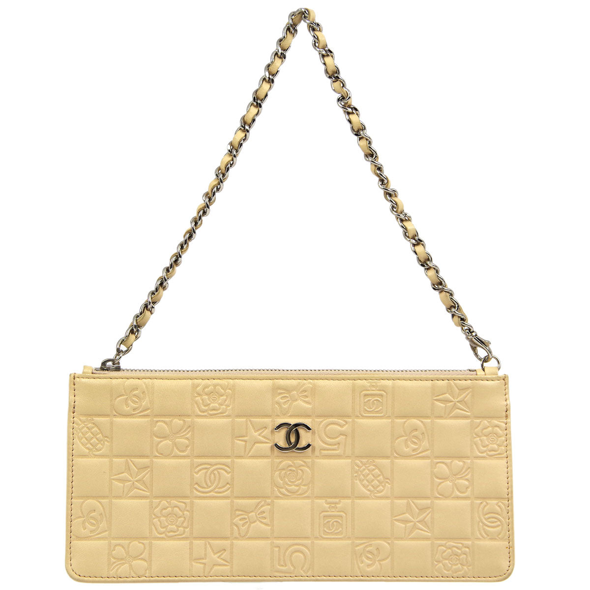 Luxury Chanel * 2004-2005 Beige Lambskin Icon Chain Handbag