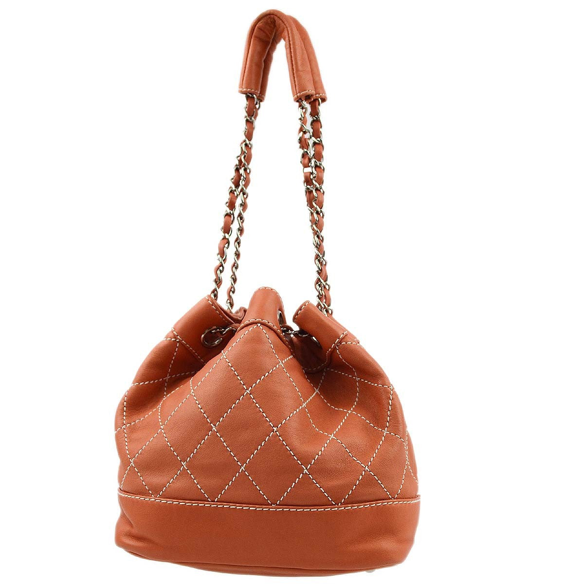 Luxury Chanel Pink Lambskin Bucket Shoulder Bag