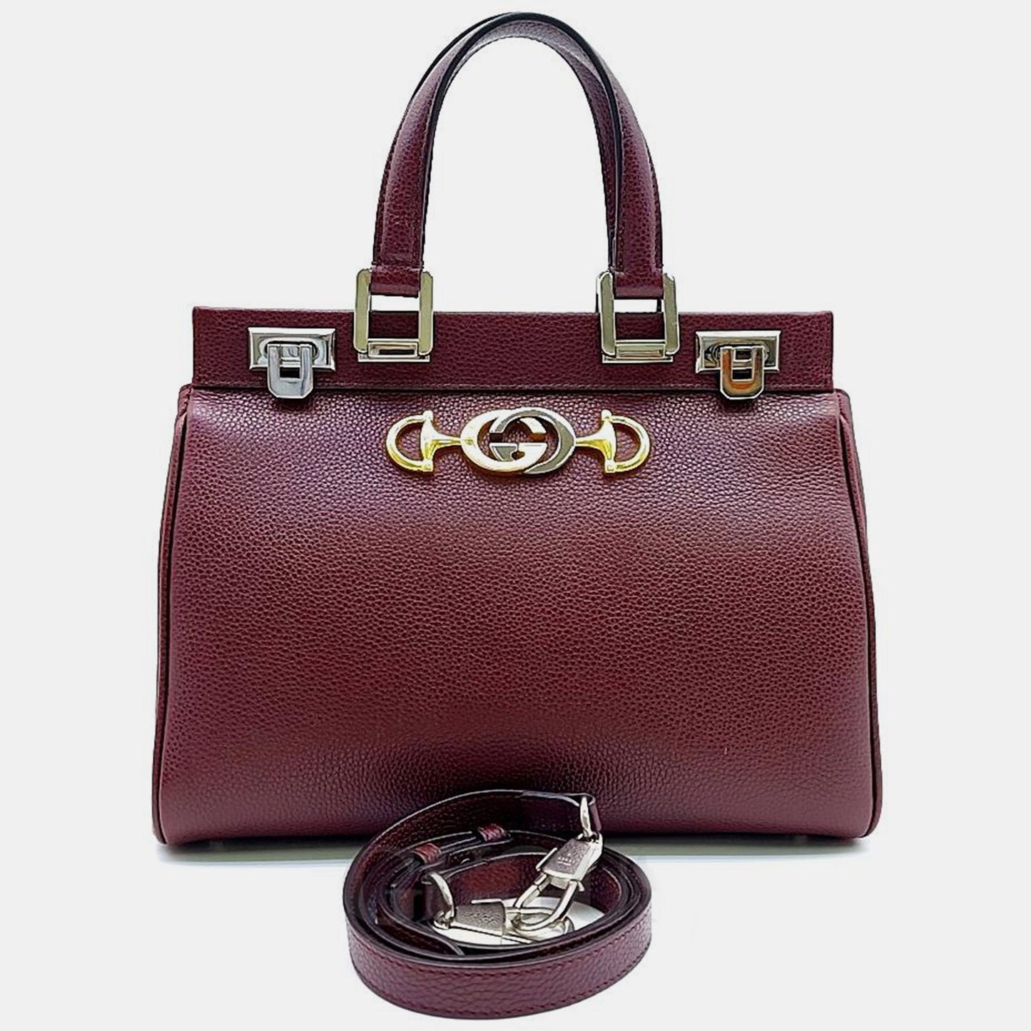 Luxury Gucci Trending 2025 Burgundy Leather Small Zumi Top Handle Bag