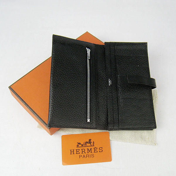Luxury Hermes Wallet H015 Wallet Cow Leather Black