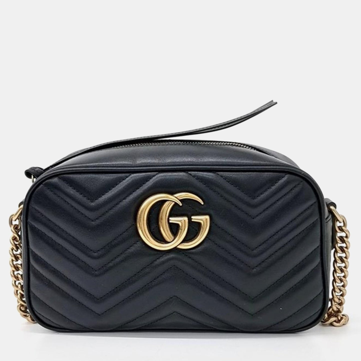 Luxury Gucci Trending 2025 Black Calfskin Matelasse Small GG Marmont Chain Shoulder Bag