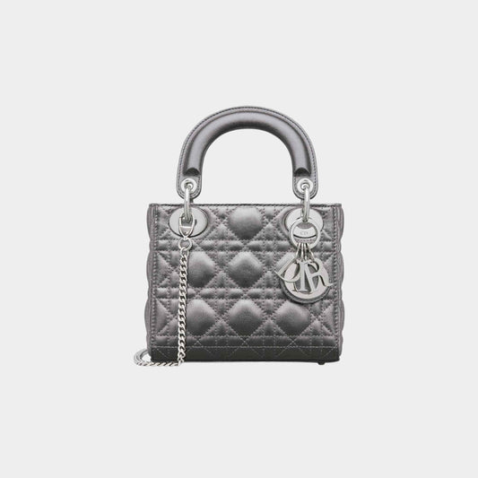Mini Lady Luxury Dior Bag Metallic Silver Tone