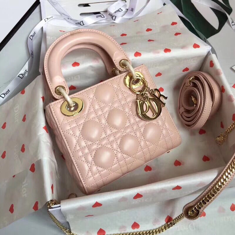 Luxury DiorPoudre Lambskin Mini Lady Luxury DiorBag With Chain