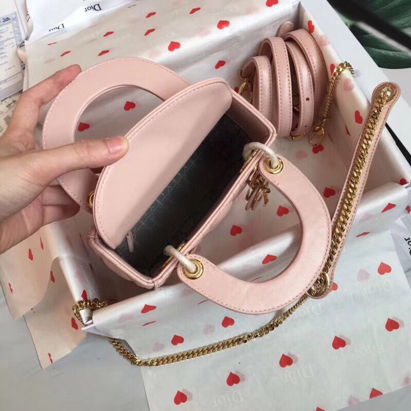 Luxury DiorPoudre Lambskin Mini Lady Luxury DiorBag With Chain