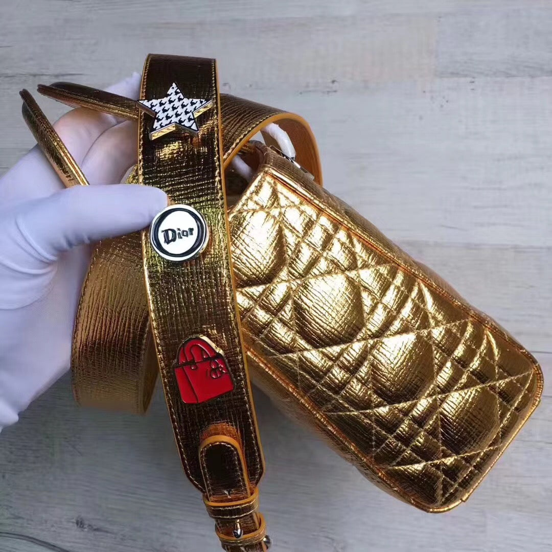 Luxury DiorMy Lady Luxury DiorBag In Gold Grained Calfskin