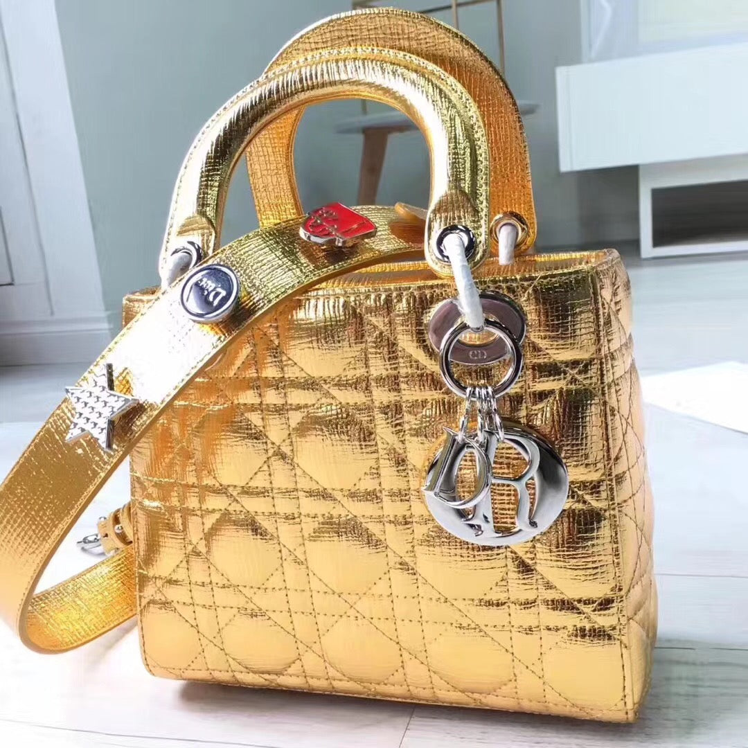Luxury DiorMy Lady Luxury DiorBag In Gold Grained Calfskin