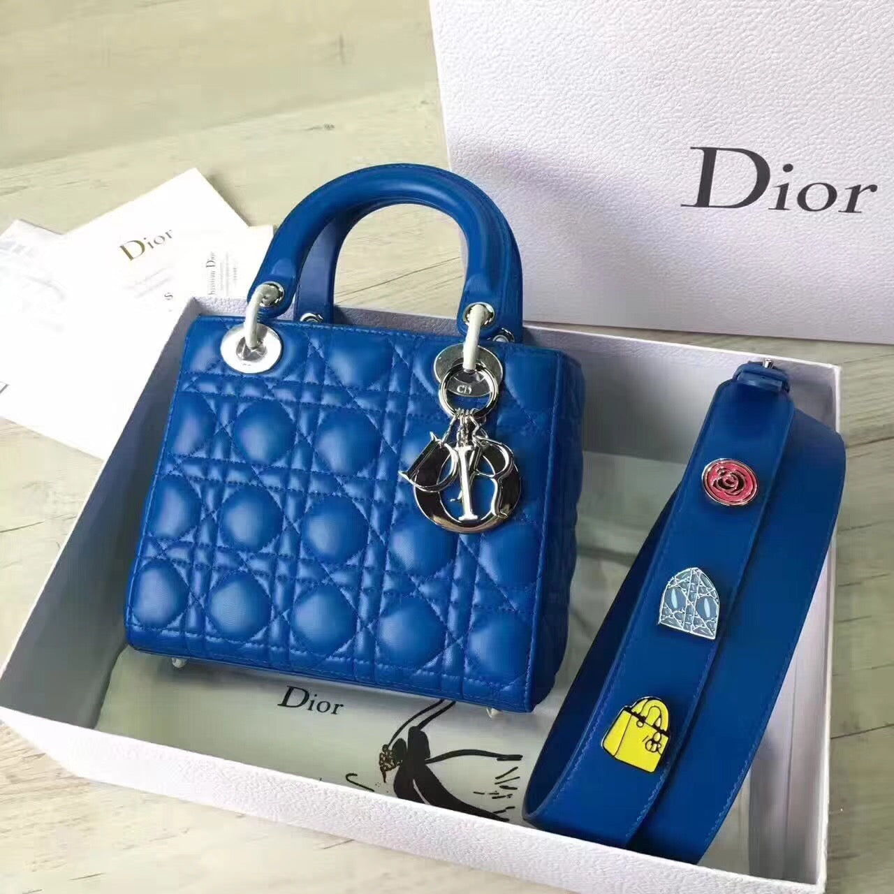 Luxury DiorMy Lady Luxury DiorBag In Blue Lambskin