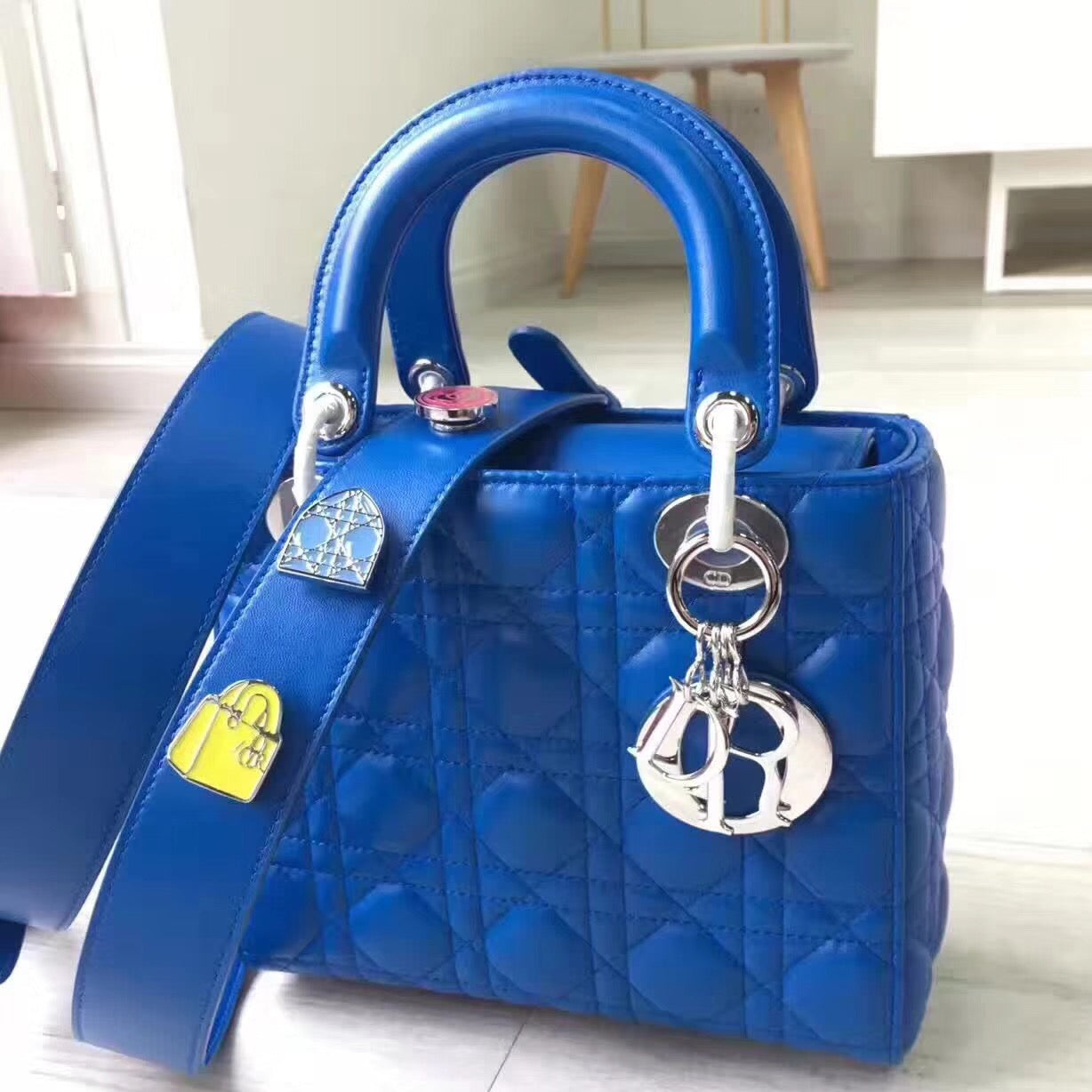 Luxury DiorMy Lady Luxury DiorBag In Blue Lambskin
