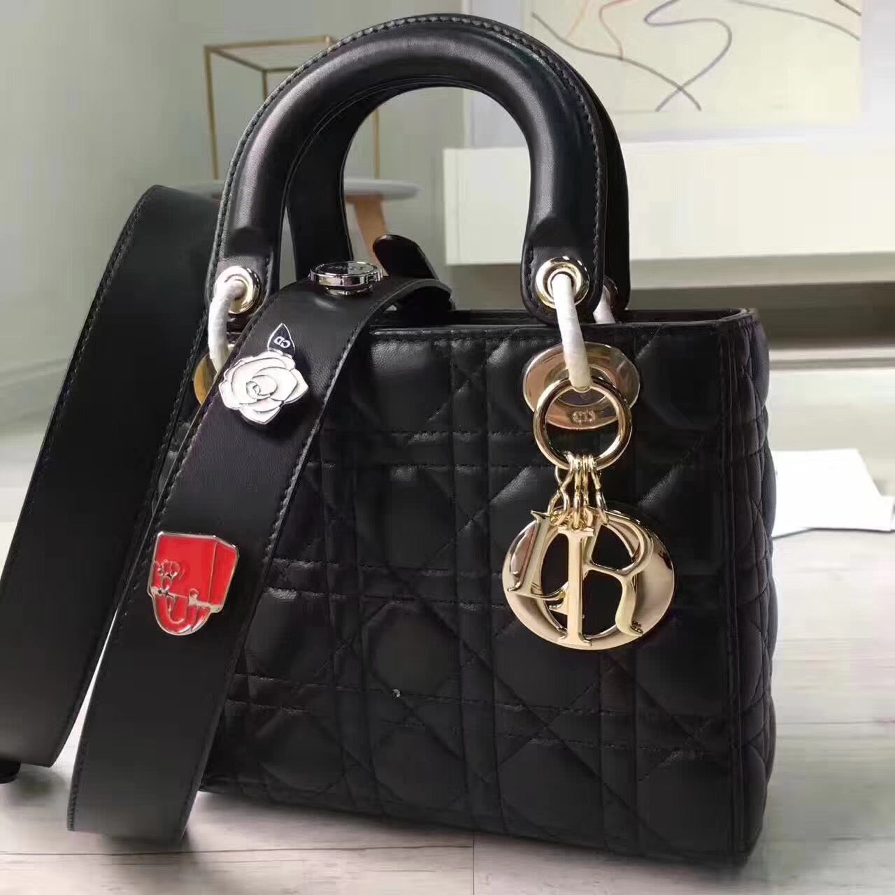Luxury DiorMy Lady Luxury DiorBag In Black Lambskin