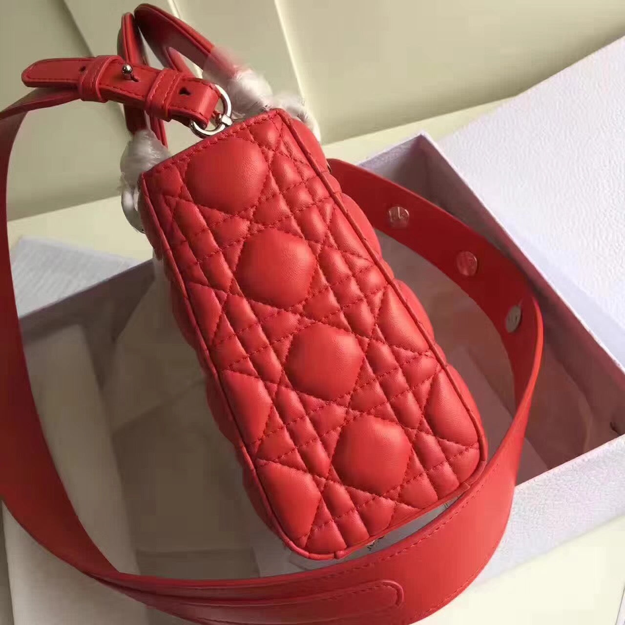 Luxury DiorMy Lady Luxury DiorBag In Red Lambskin