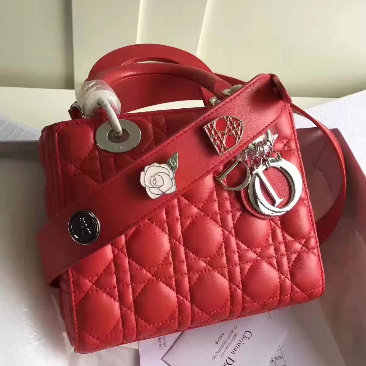 Luxury DiorMy Lady Luxury DiorBag In Red Lambskin