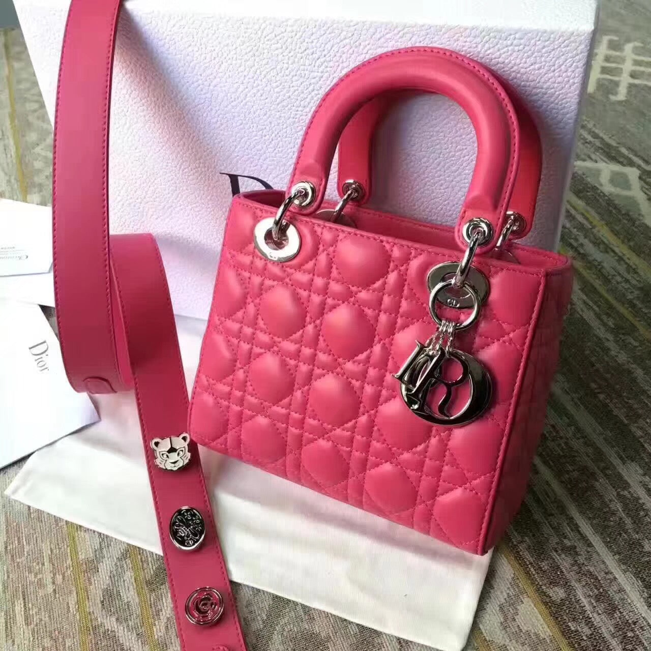Luxury DiorMy Lady Luxury DiorBag In Rose Red Lambskin