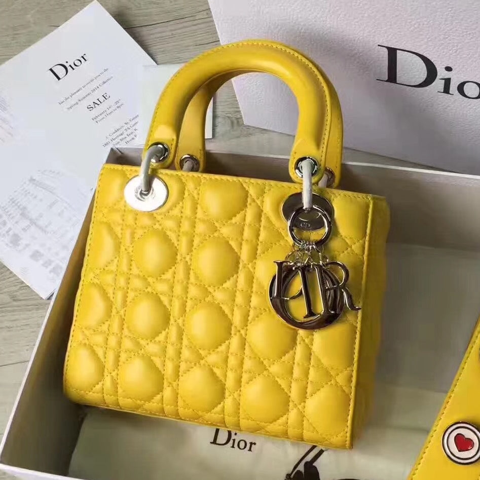 Luxury DiorMy Lady Luxury DiorBag In Yellow Lambskin