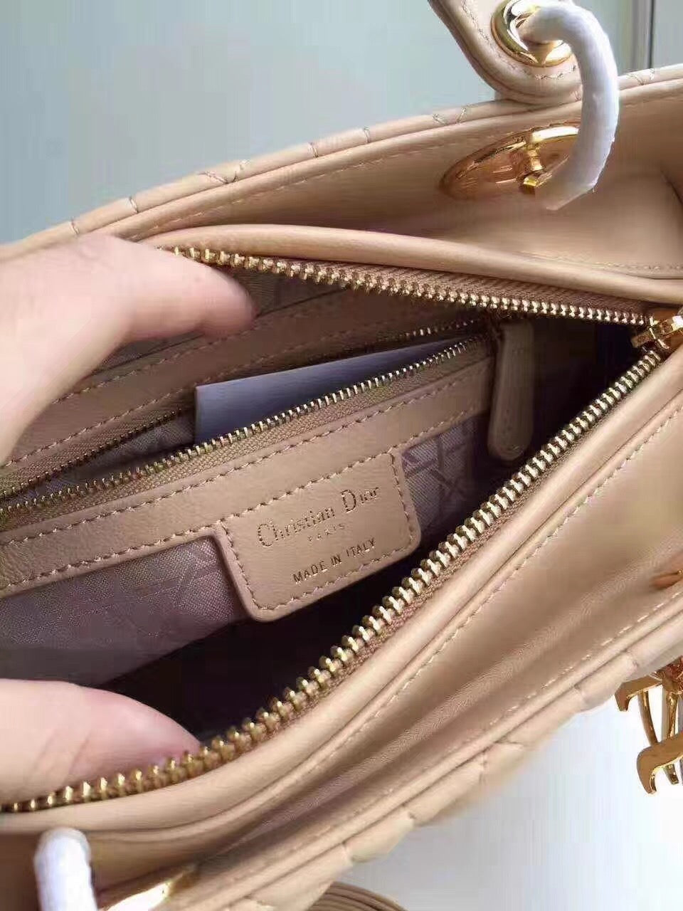 Luxury DiorMedium Lady Luxury DiorBag In Apricot Lambskin