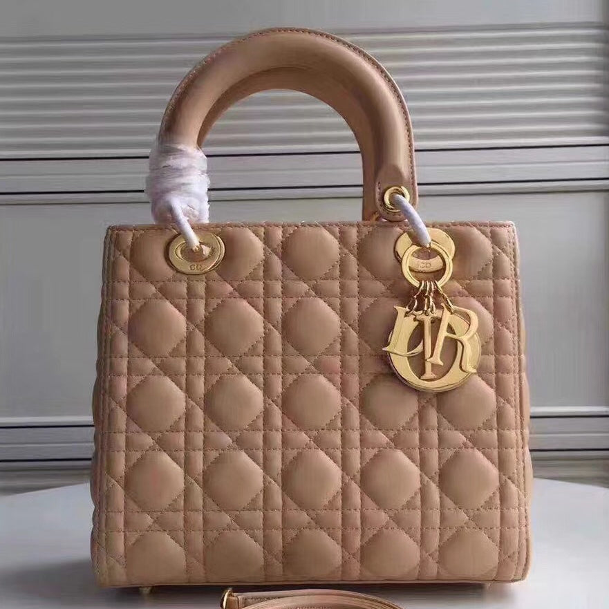 Luxury DiorMedium Lady Luxury DiorBag In Apricot Lambskin
