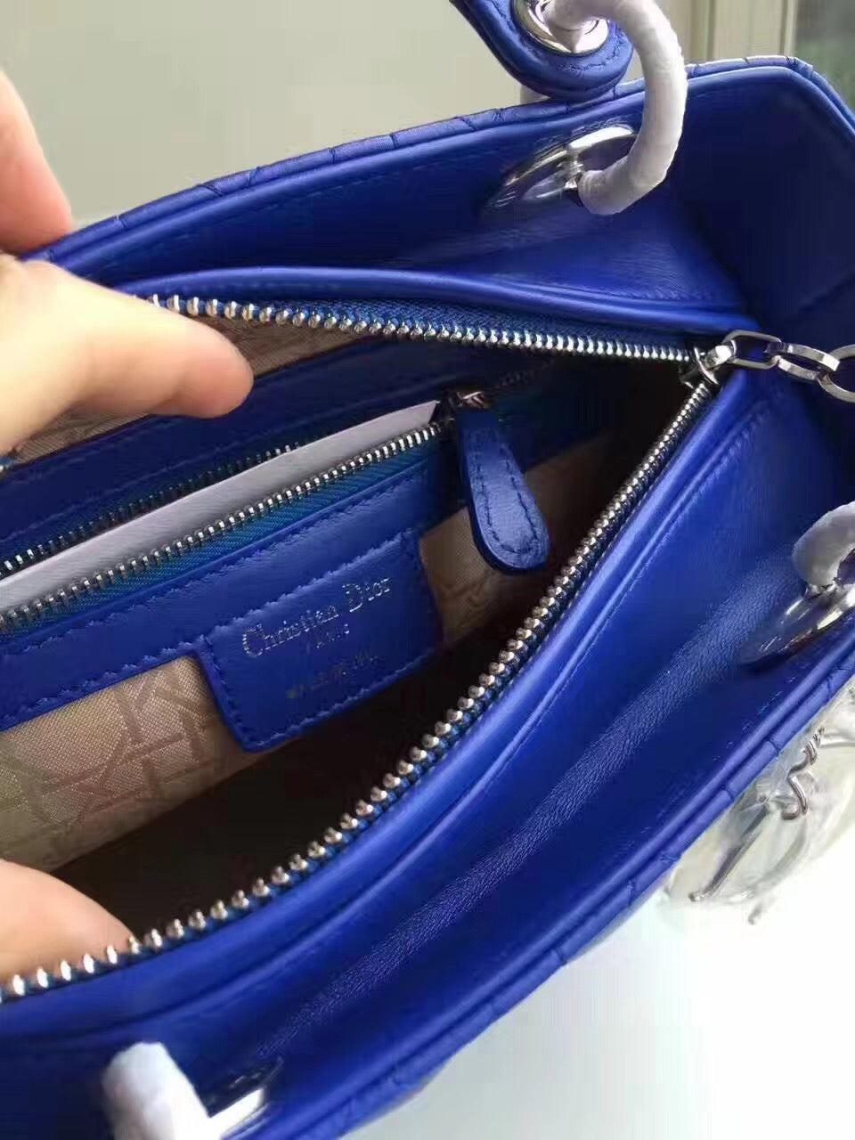 Luxury DiorMedium Lady Luxury DiorBag In Blue Lambskin